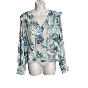 NWT‎ WHBM Breathless Glass Blouse Ruffle
Pleated Waist V-Neck Size 12